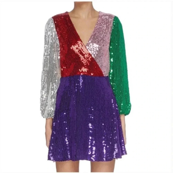 Alice + Olivia multi colored sequin mini dress - Picture 5 of 15